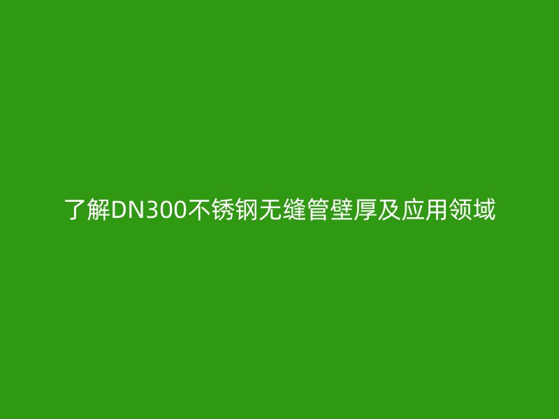了解DN300不锈钢无缝管壁厚及应用领域