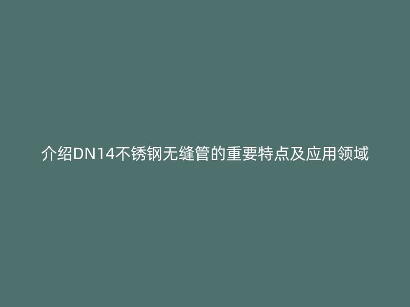 介绍DN14不锈钢无缝管的重要特点及应用领域