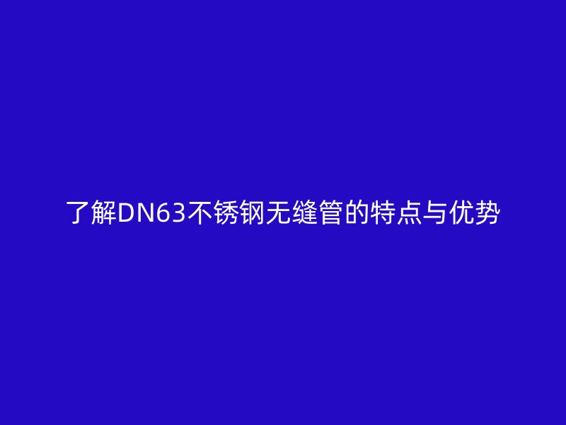 了解DN63不锈钢无缝管的特点与优势