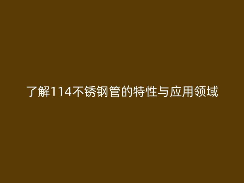 了解114不锈钢管的特性与应用领域