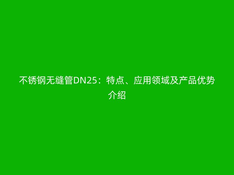 不锈钢无缝管DN25：特点、应用领域及产品优势介绍