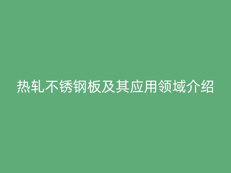 热轧不锈钢板及其应用领域介绍