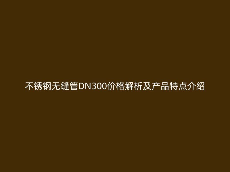 不锈钢无缝管DN300价格解析及产品特点介绍