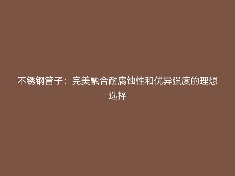 不锈钢管子：完美融合耐腐蚀性和优异强度的理想选择