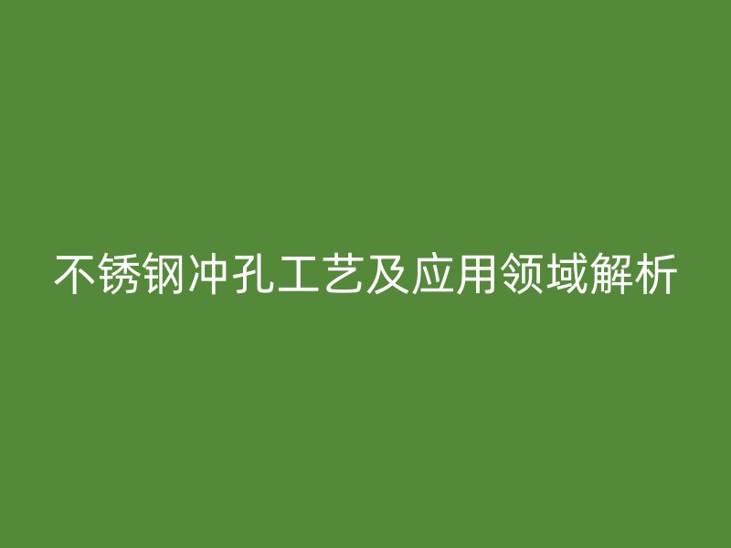 不锈钢冲孔工艺及应用领域解析