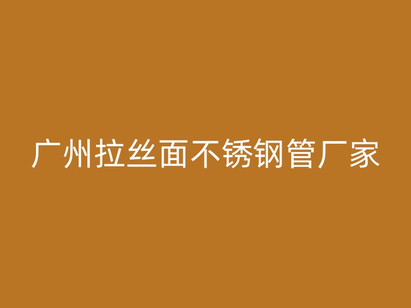 广州拉丝面不锈钢管厂家