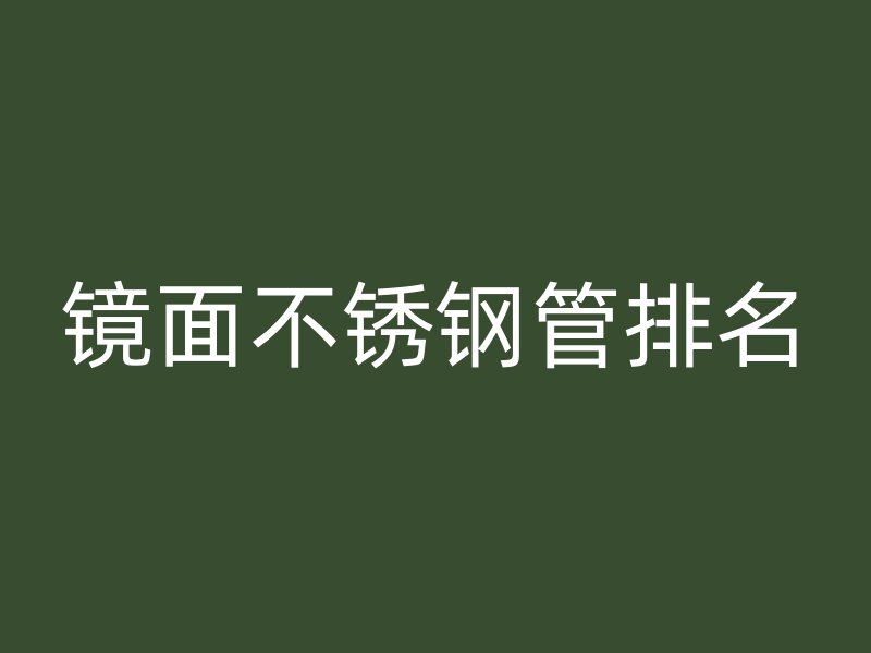 镜面不锈钢管排名