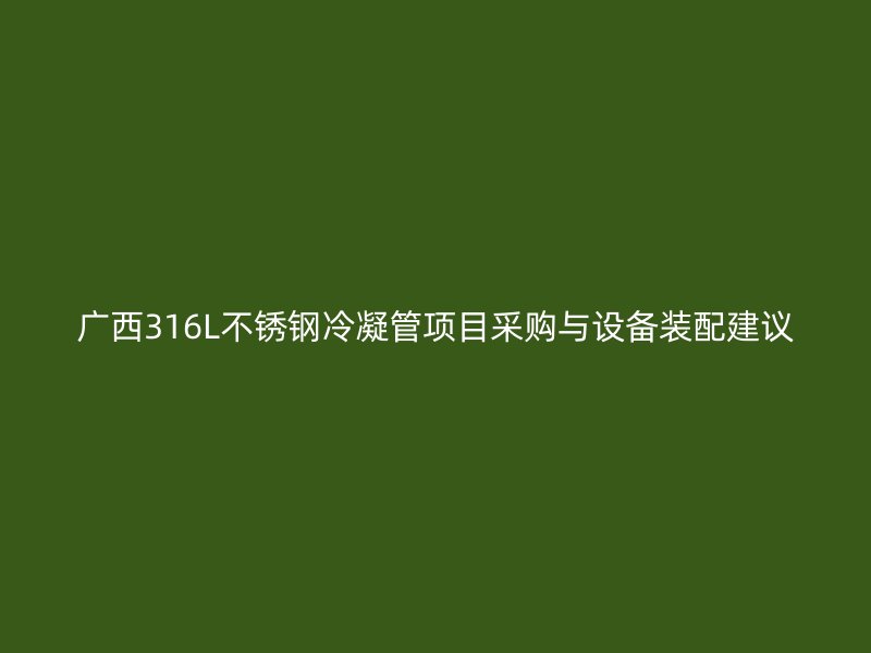 广西316L不锈钢冷凝管项目采购与设备装配建议