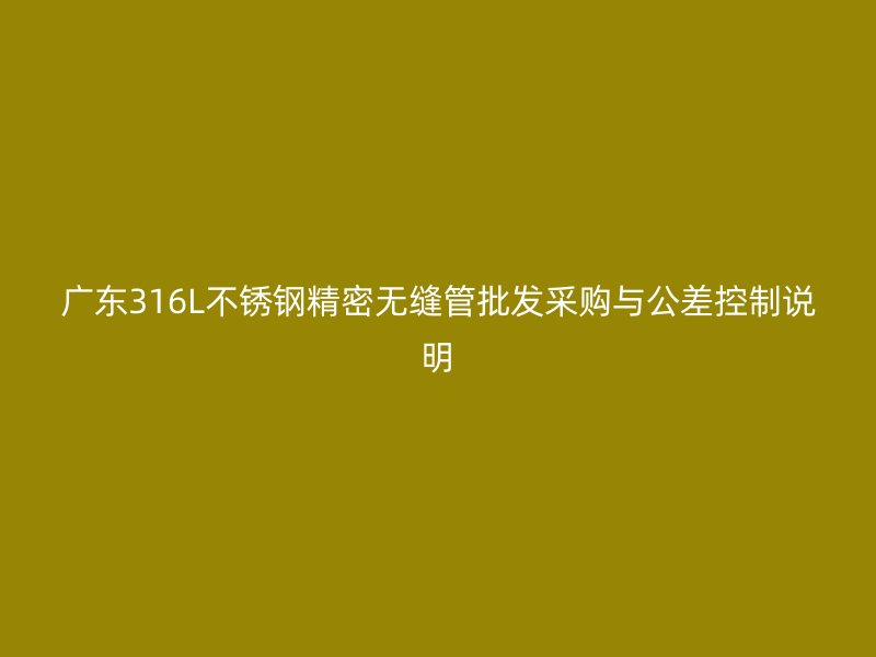 广东316L不锈钢精密无缝管批发采购与公差控制说明