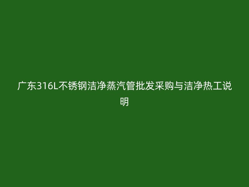 广东316L不锈钢洁净蒸汽管批发采购与洁净热工说明