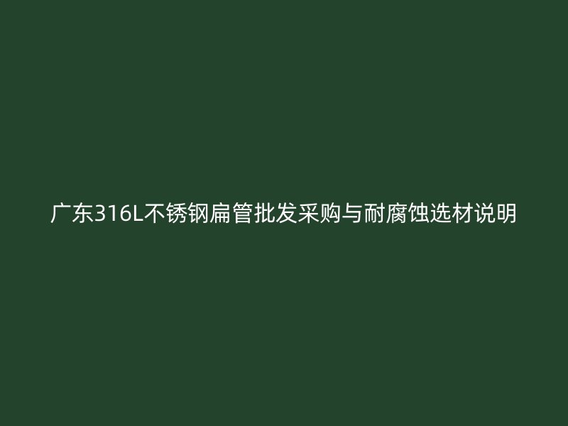 广东316L不锈钢扁管批发采购与耐腐蚀选材说明