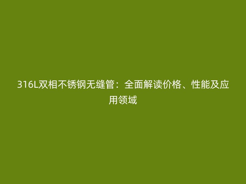 316L双相不锈钢无缝管：全面解读价格、性能及应用领域