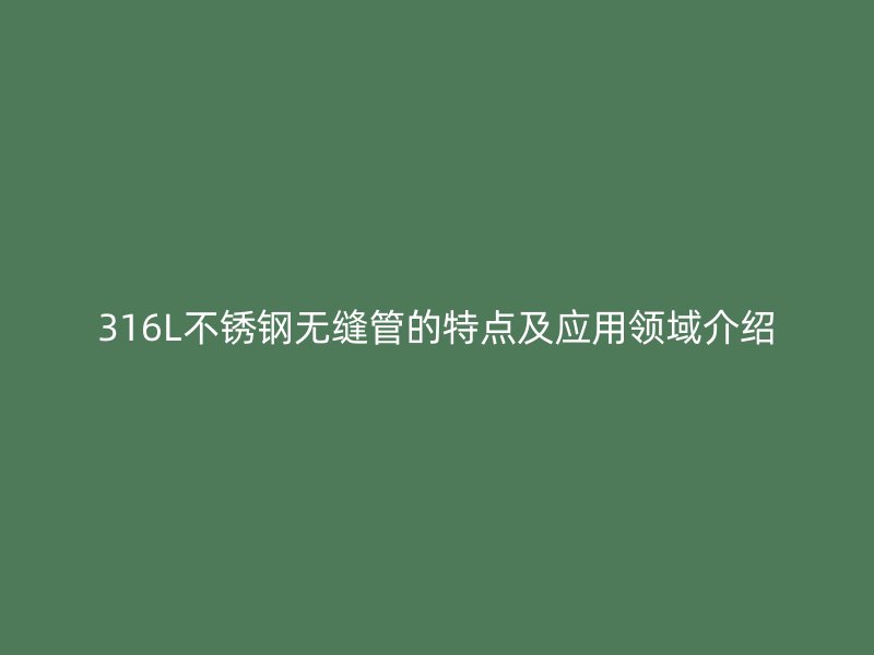 316L不锈钢无缝管的特点及应用领域介绍