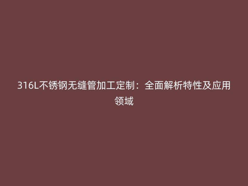 316L不锈钢无缝管加工定制：全面解析特性及应用领域