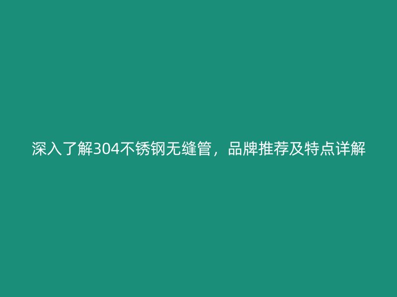 深入了解304不锈钢无缝管，品牌推荐及特点详解