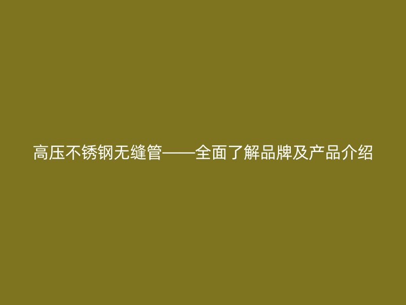 高压不锈钢无缝管——全面了解品牌及产品介绍