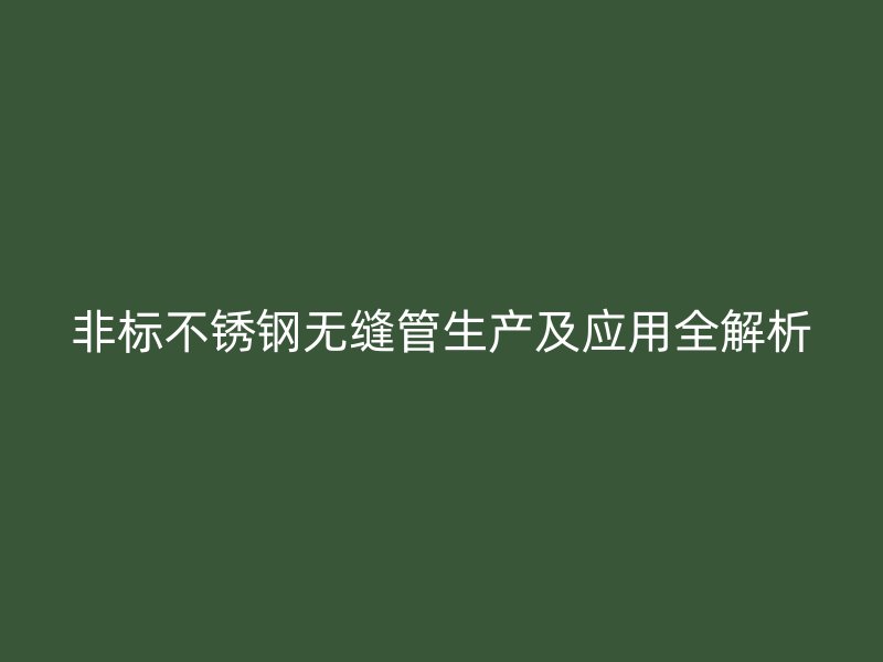 非标不锈钢无缝管生产及应用全解析