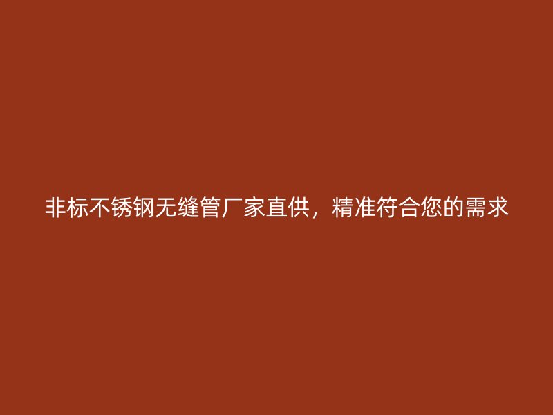 非标不锈钢无缝管厂家直供，精准符合您的需求