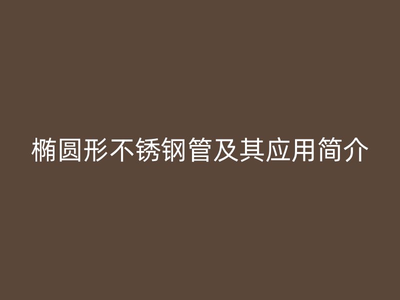 椭圆形不锈钢管及其应用简介