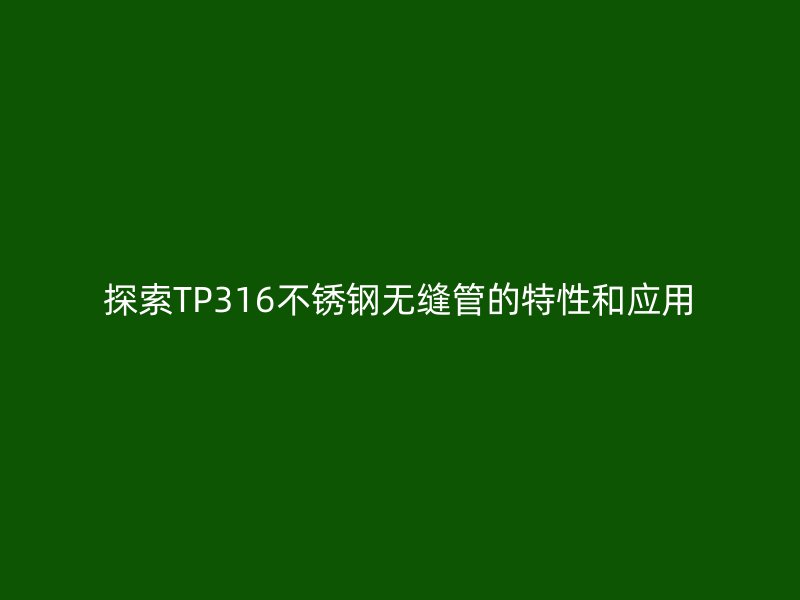 探索TP316不锈钢无缝管的特性和应用