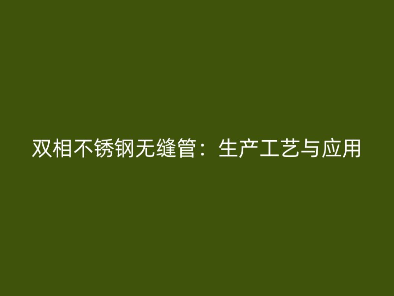 双相不锈钢无缝管：生产工艺与应用