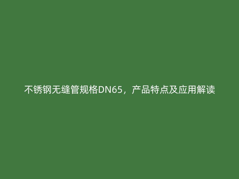 不锈钢无缝管规格DN65，产品特点及应用解读