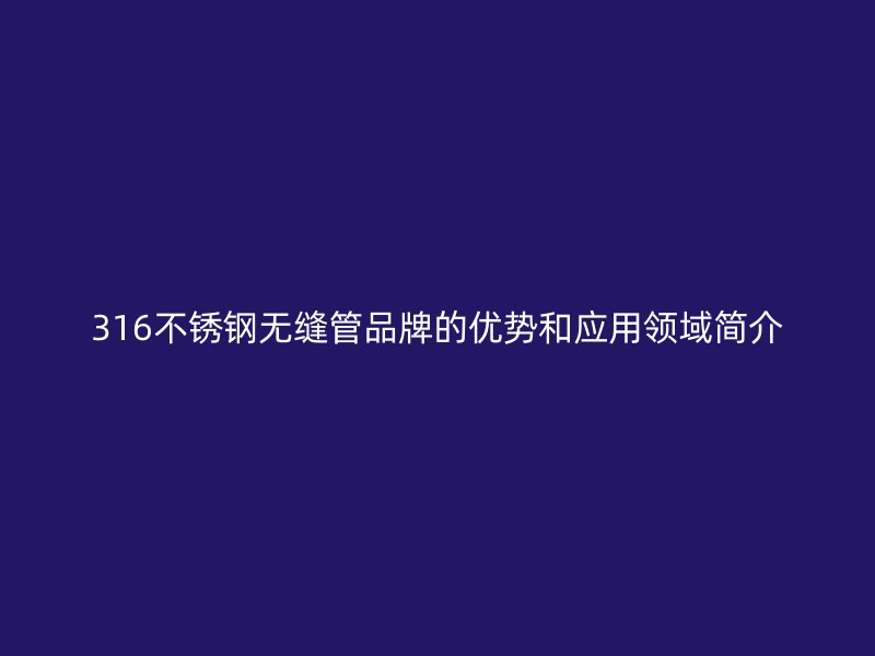 316不锈钢无缝管品牌的优势和应用领域简介