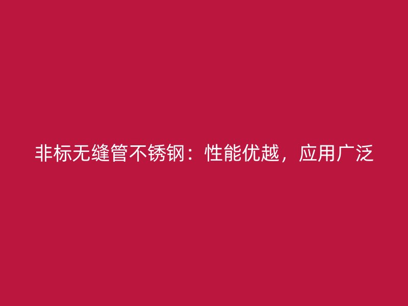 非标无缝管不锈钢：性能优越，应用广泛