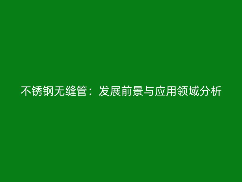 不锈钢无缝管：发展前景与应用领域分析