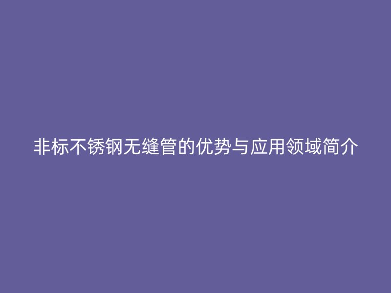非标不锈钢无缝管的优势与应用领域简介
