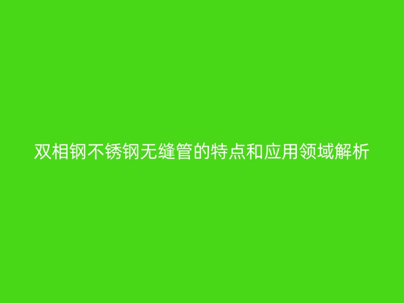 双相钢不锈钢无缝管的特点和应用领域解析