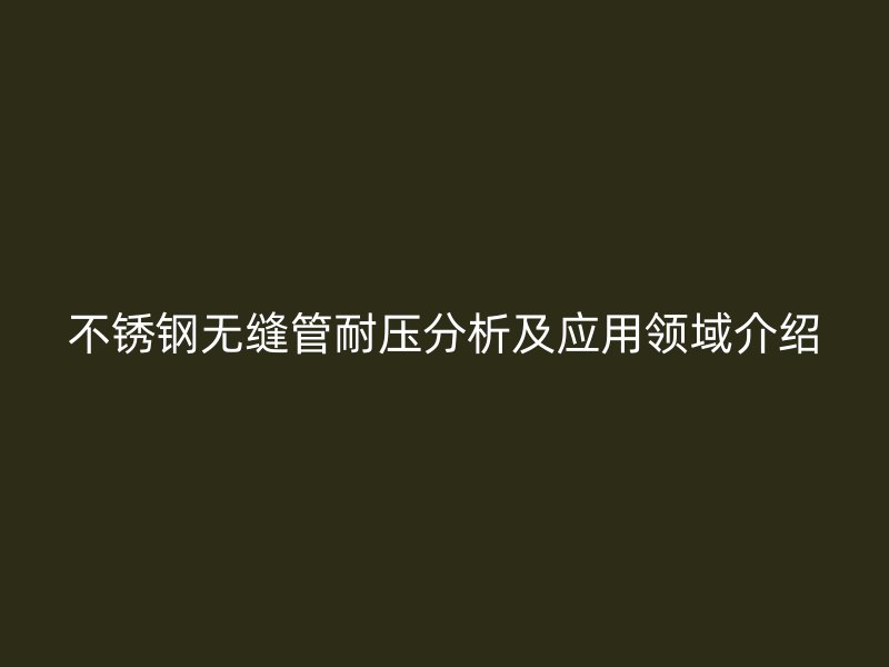 不锈钢无缝管耐压分析及应用领域介绍