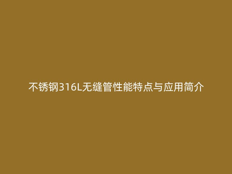 不锈钢316L无缝管性能特点与应用简介