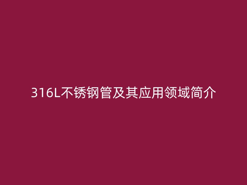 316L不锈钢管及其应用领域简介