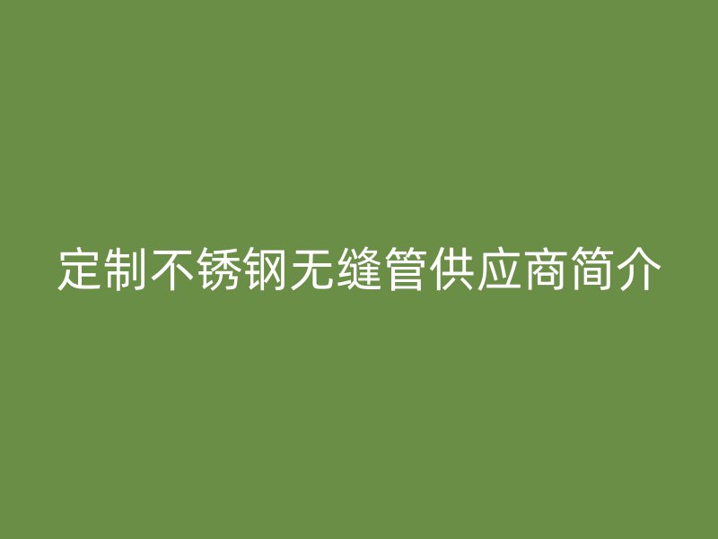 定制不锈钢无缝管供应商简介