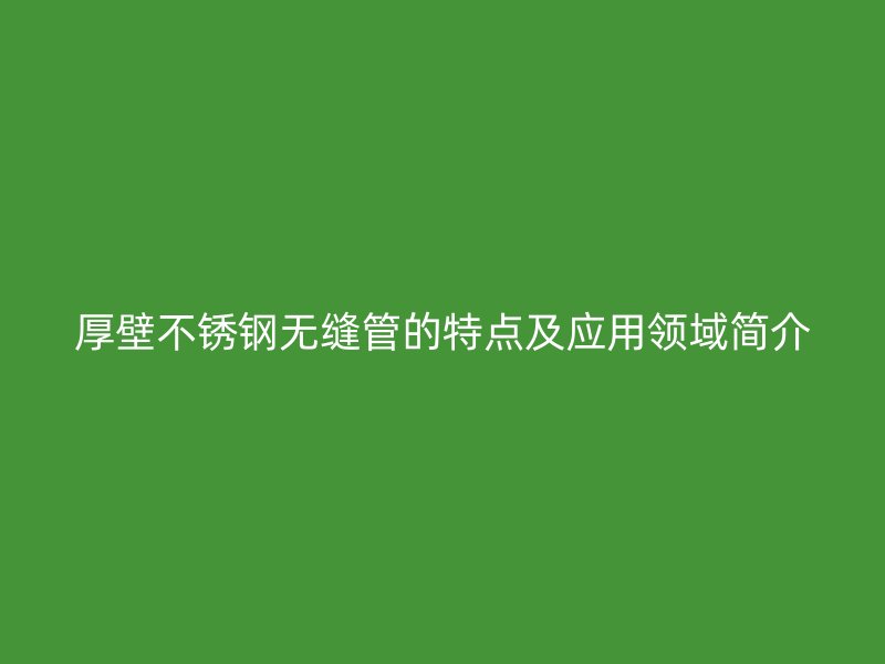 厚壁不锈钢无缝管的特点及应用领域简介