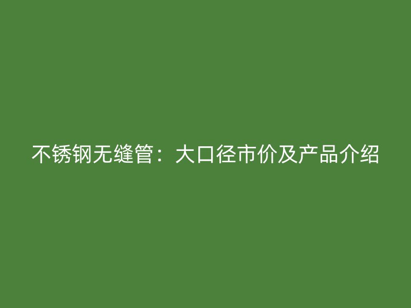 不锈钢无缝管：大口径市价及产品介绍