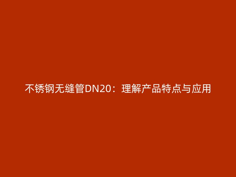 不锈钢无缝管DN20：理解产品特点与应用