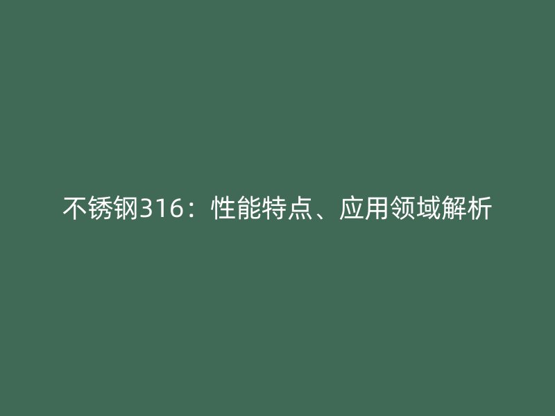 不锈钢316：性能特点、应用领域解析