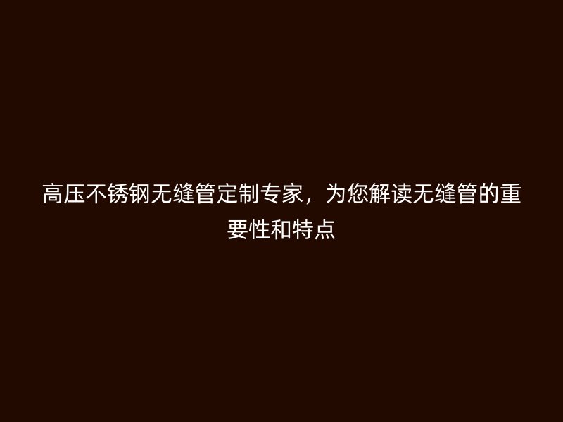 高压不锈钢无缝管定制专家，为您解读无缝管的重要性和特点