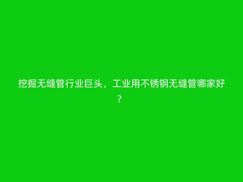 挖掘无缝管行业巨头，工业用不锈钢无缝管哪家好？
