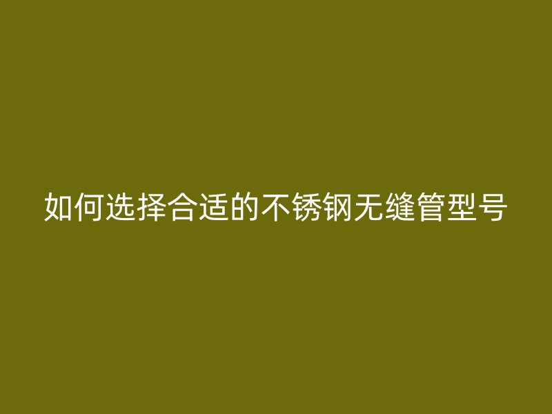 如何选择合适的不锈钢无缝管型号