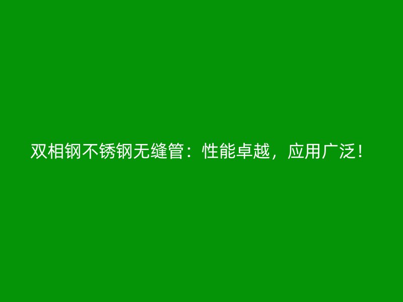 双相钢不锈钢无缝管：性能卓越，应用广泛！