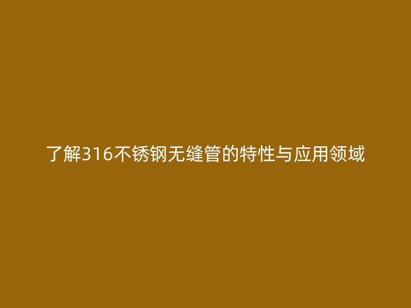 了解316不锈钢无缝管的特性与应用领域
