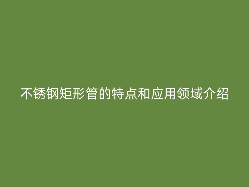 不锈钢矩形管的特点和应用领域介绍