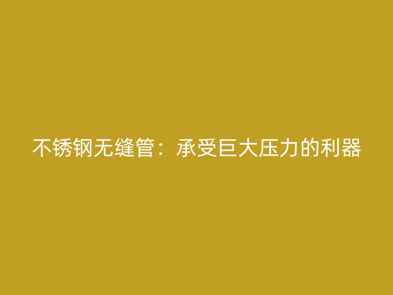 不锈钢无缝管：承受巨大压力的利器