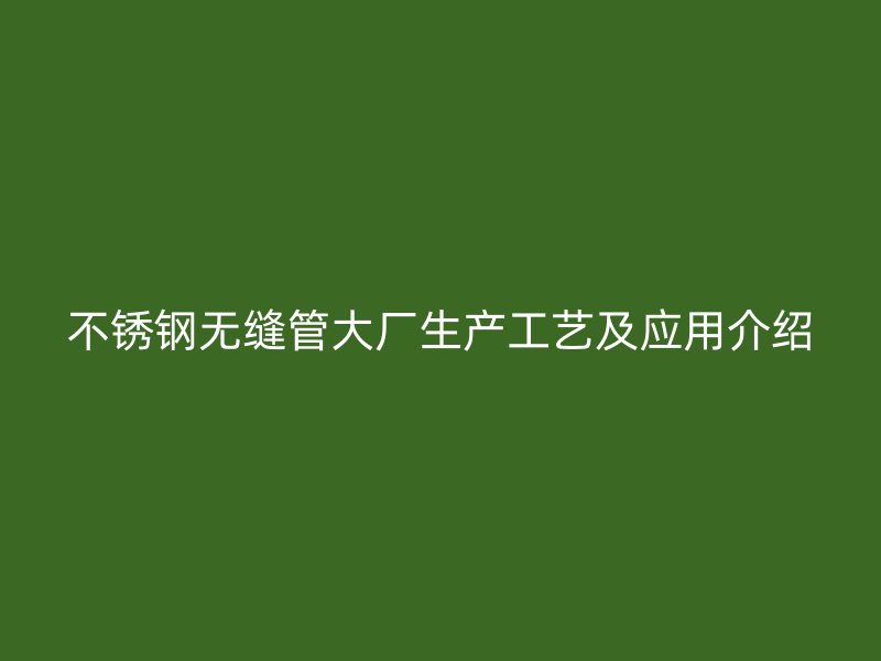 不锈钢无缝管大厂生产工艺及应用介绍
