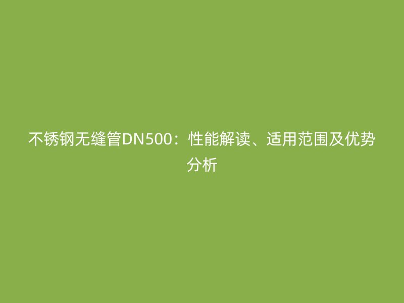 不锈钢无缝管DN500：性能解读、适用范围及优势分析