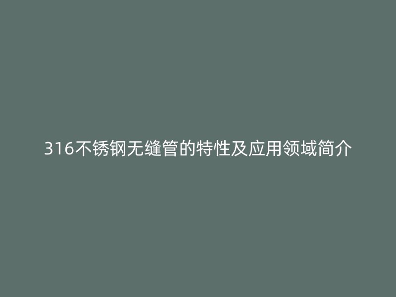 316不锈钢无缝管的特性及应用领域简介