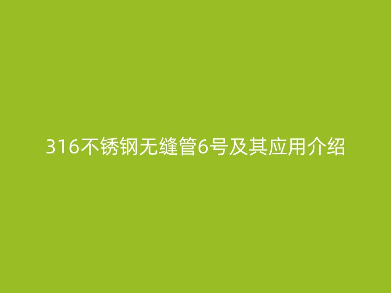 316不锈钢无缝管6号及其应用介绍